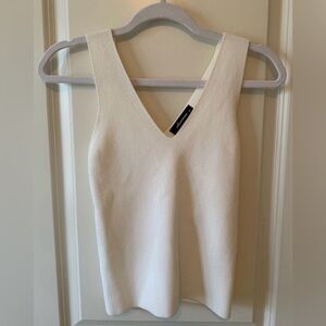 Olivaceous Cream Sleeveless V-Neck Top